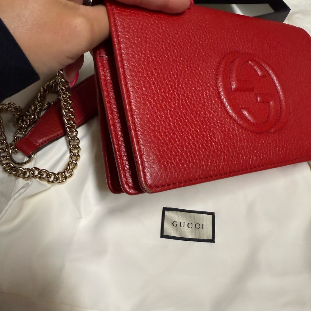 Gucci Interlocking G Soho Red Leather Wallet On C… - image 8